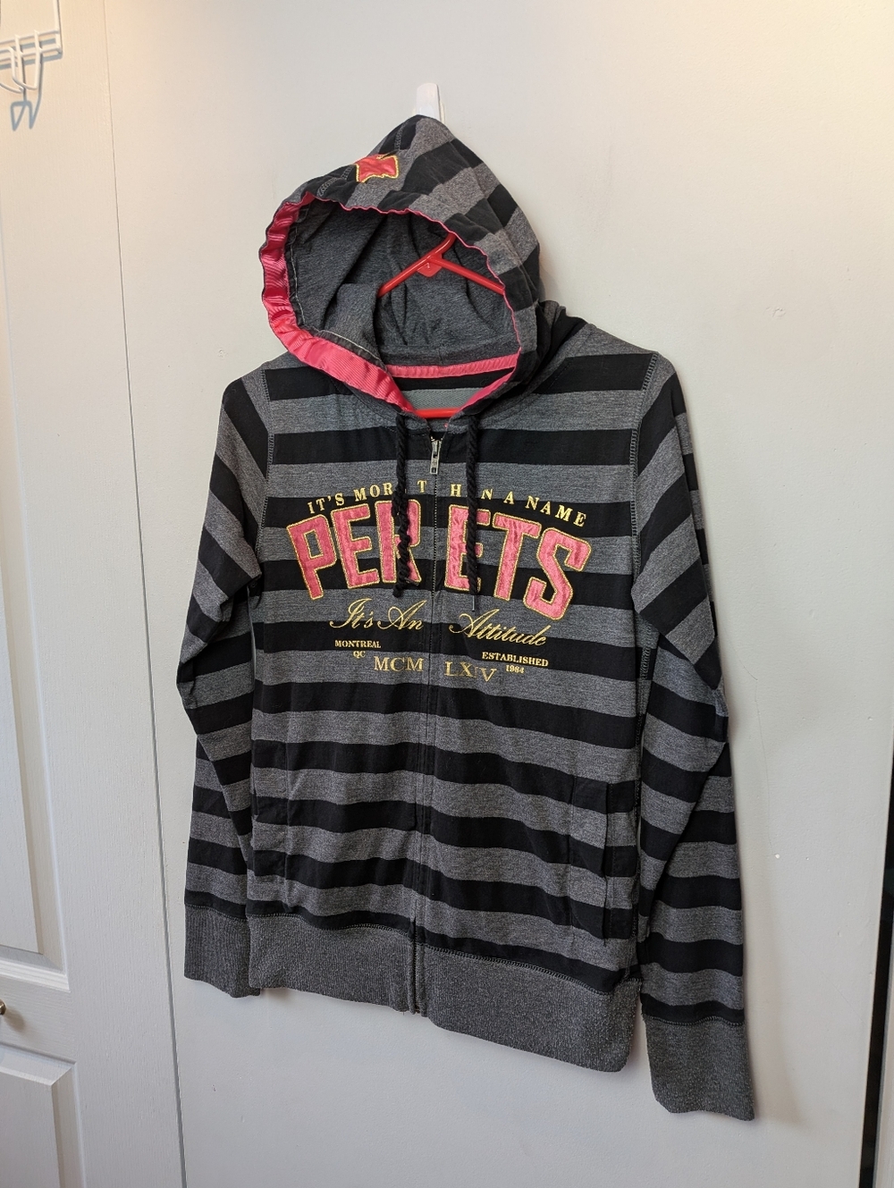 VINTAGE Y2K Joshua Perets Long Sleeve Hoodie Women Top Size Medium Stripes